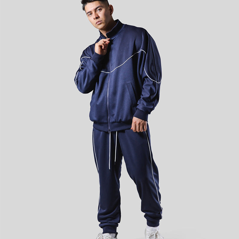 High-Collared Zip-Up Hoodie & Sweatpants Set