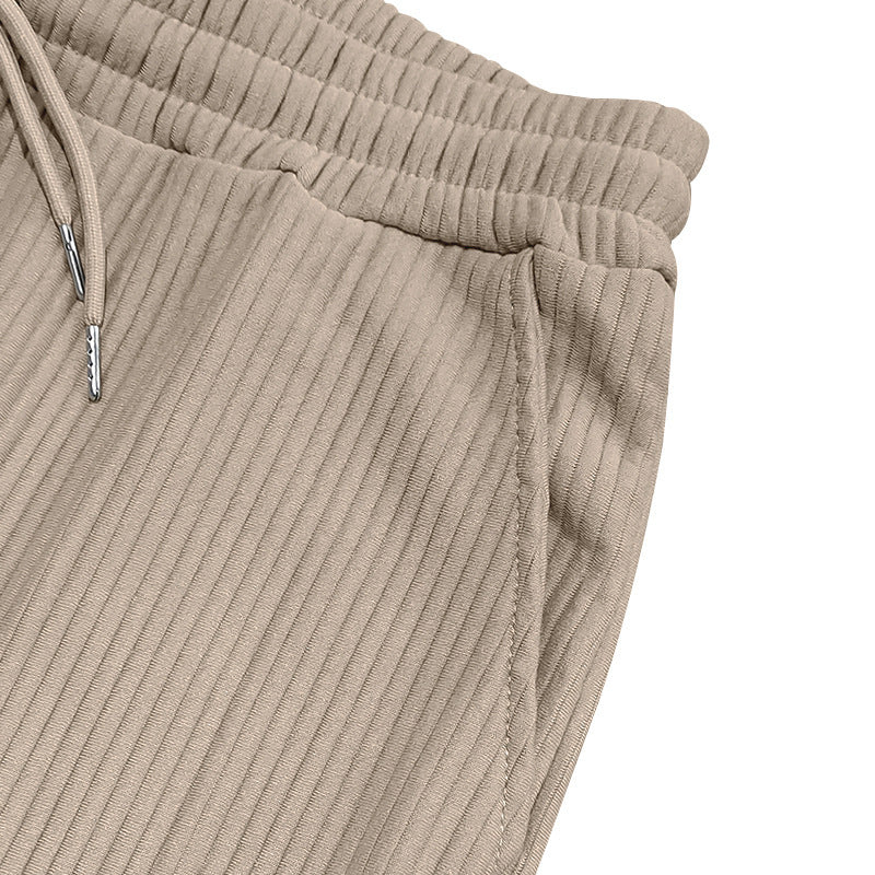 Casual Ribbed Drawstring Lounge Pants