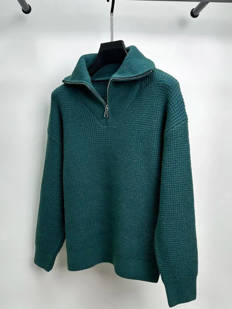 Waffle Weave Quarter Zip Pullover