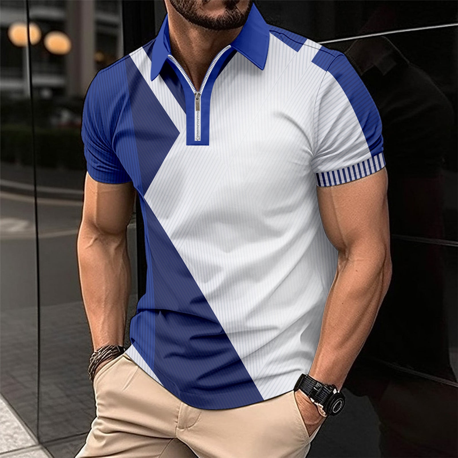 Geometric Short Sleeved Polo Shirt