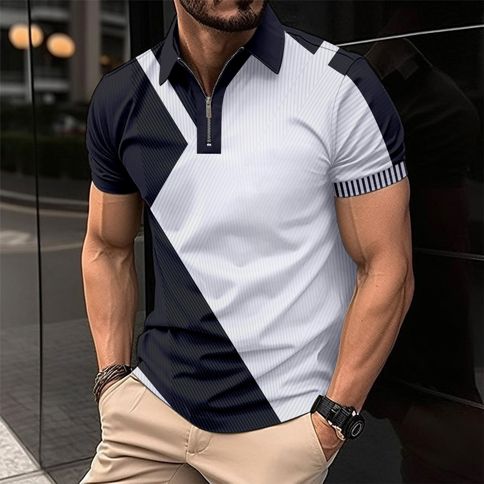 Geometric Short Sleeved Polo Shirt