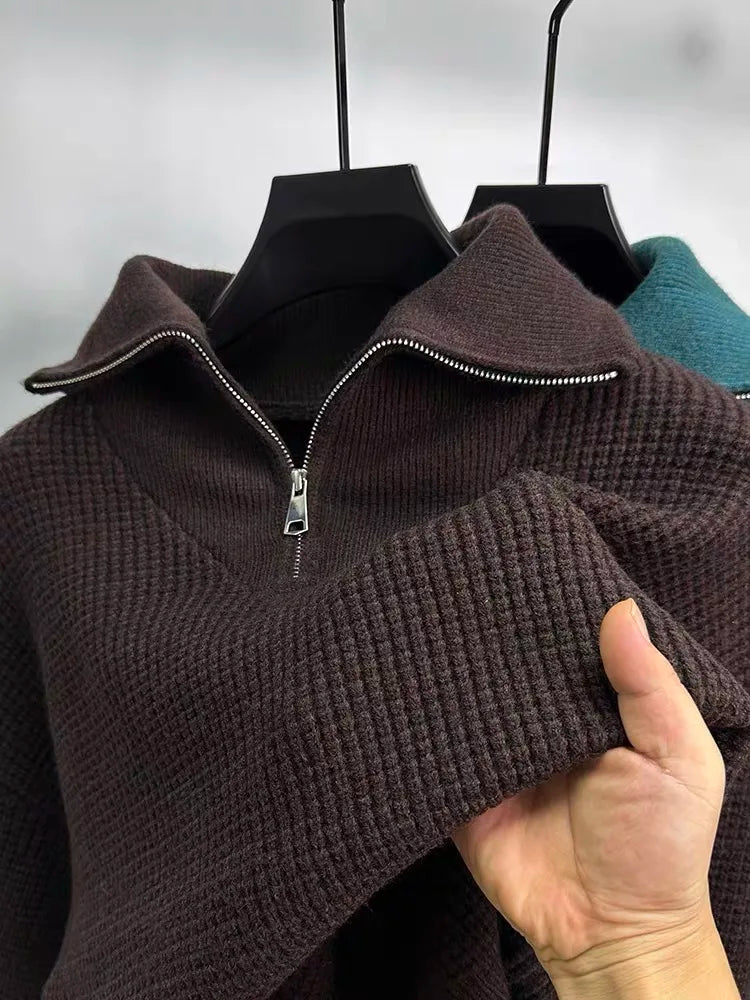 Waffle Weave Quarter Zip Pullover