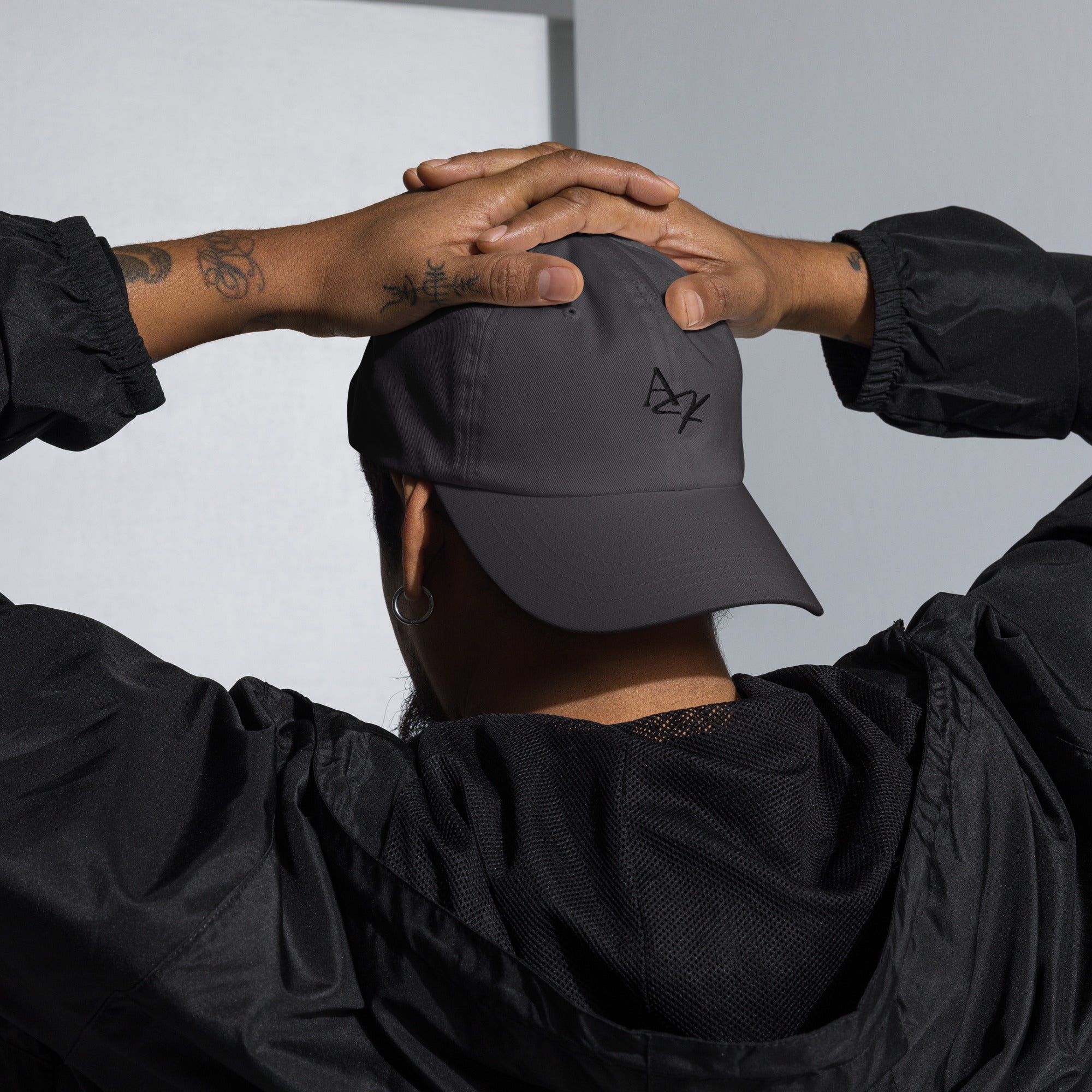 Black Embroidered Logo Baseball Hat