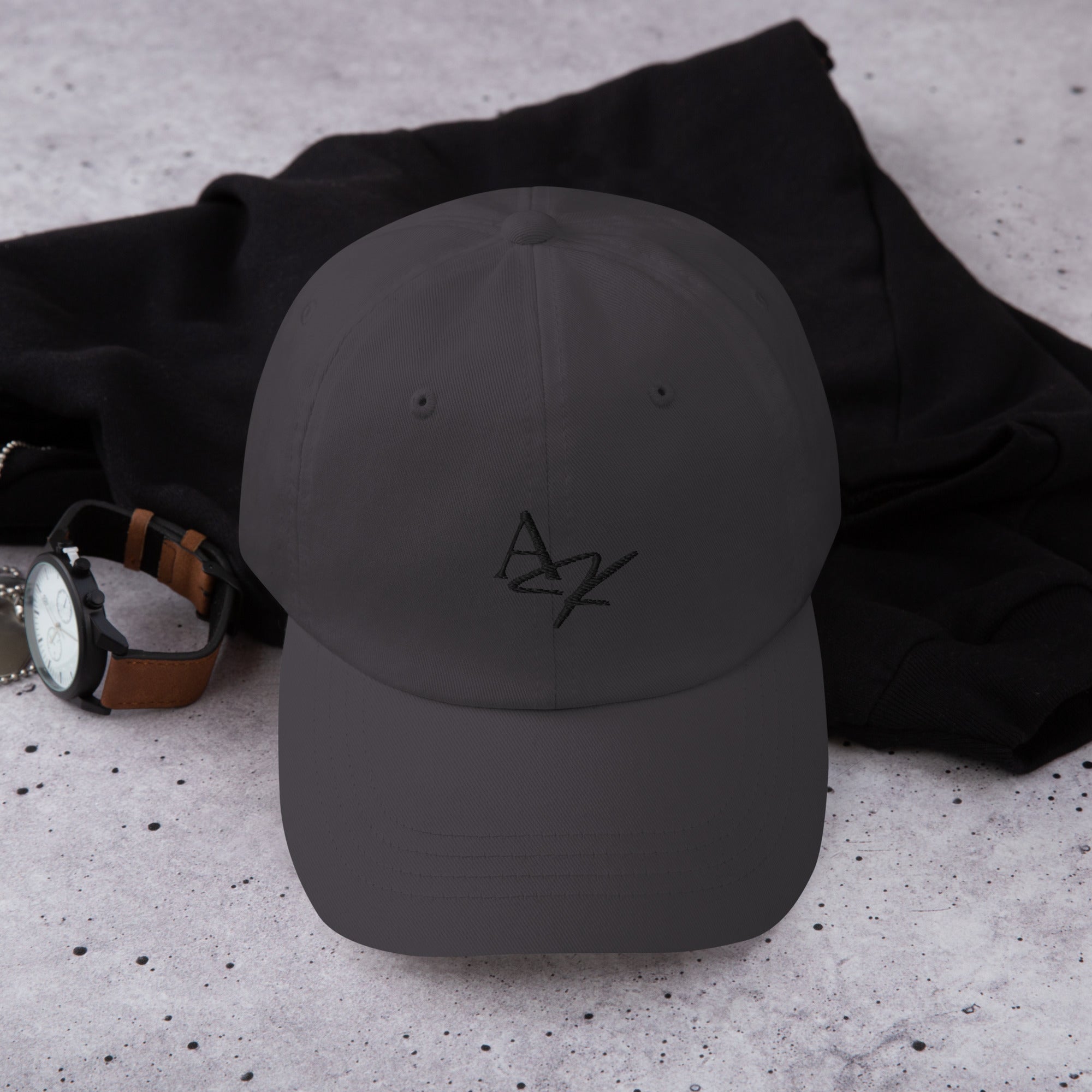 Black Embroidered Logo Baseball Hat