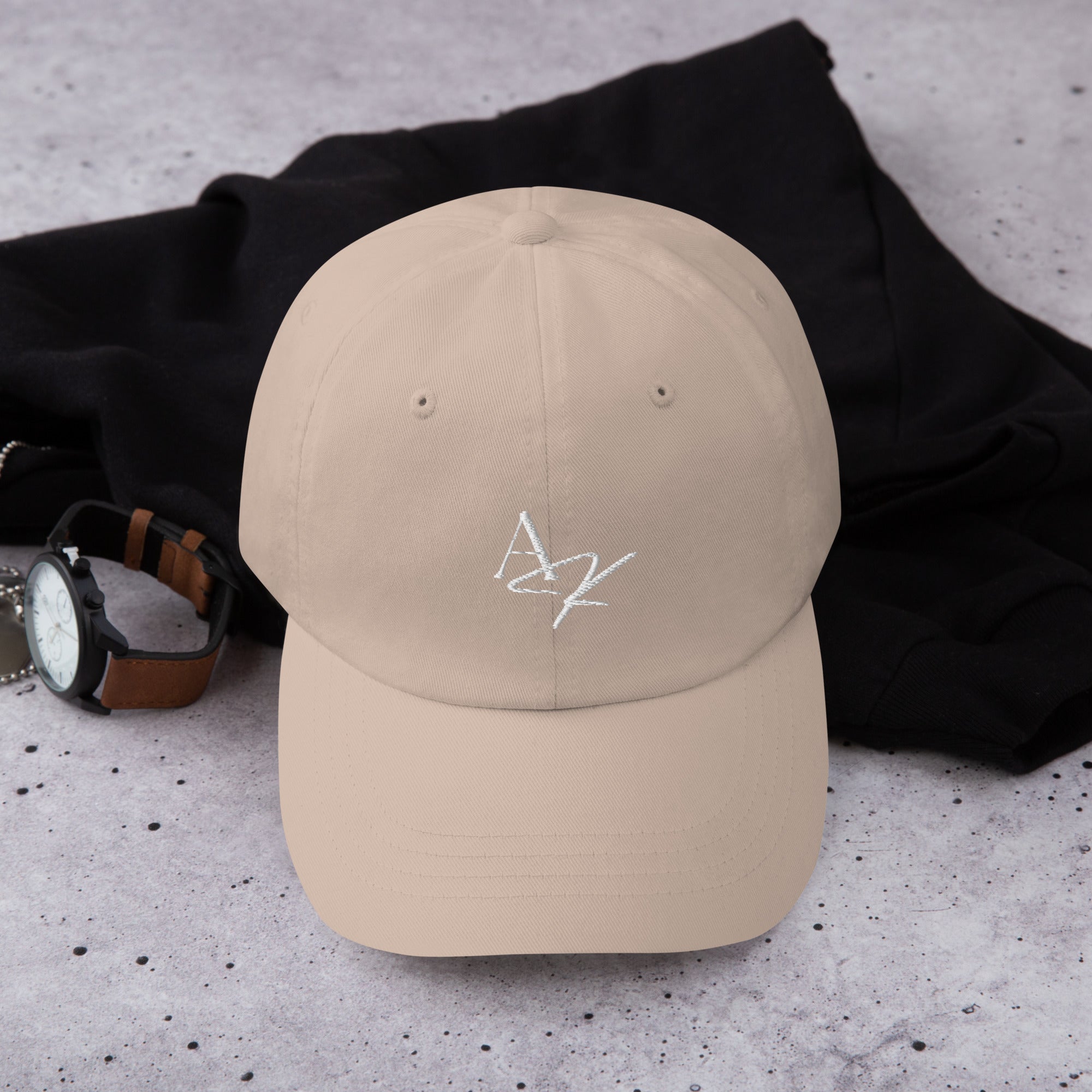 White Embroidered Logo Baseball Hat