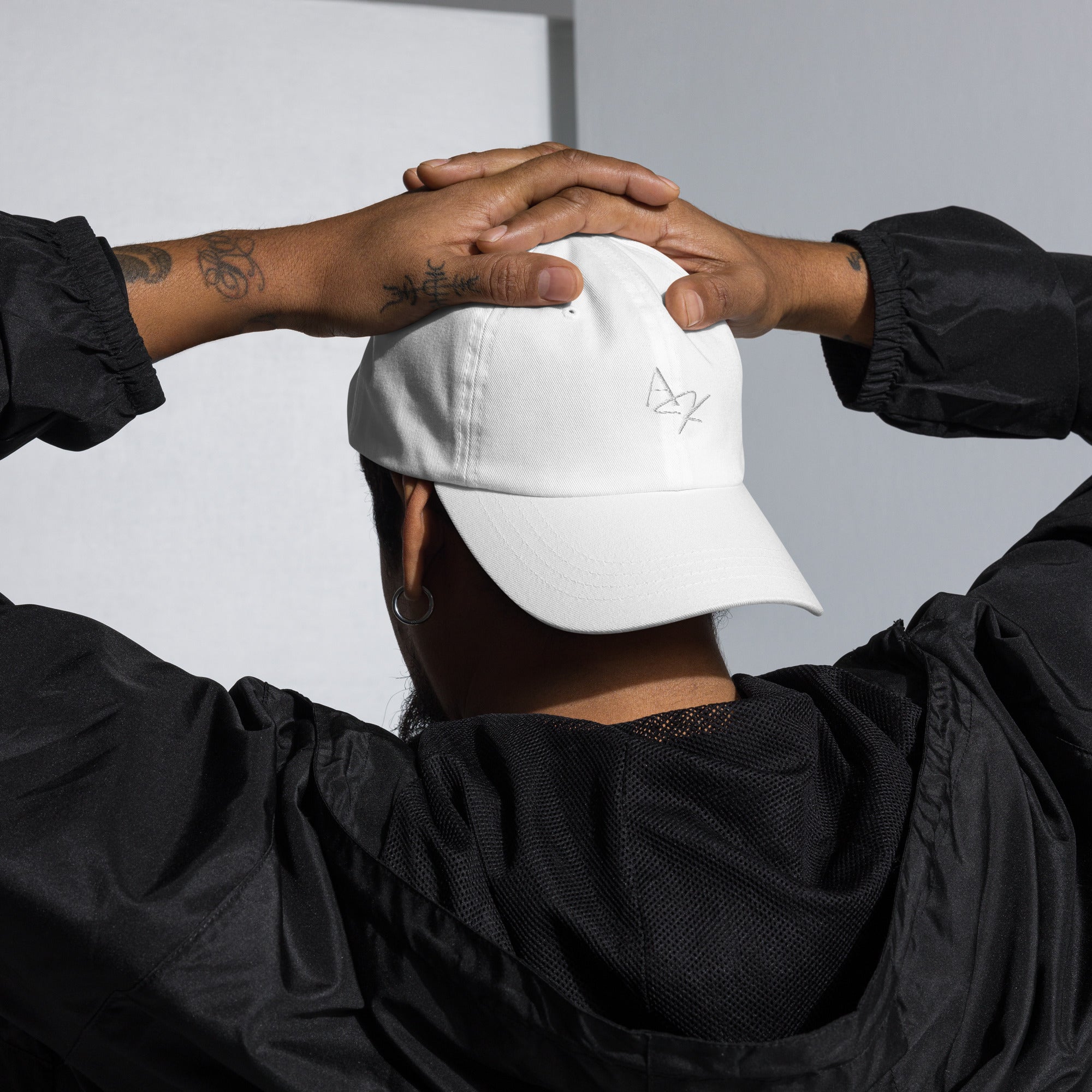 White Embroidered Logo Baseball Hat