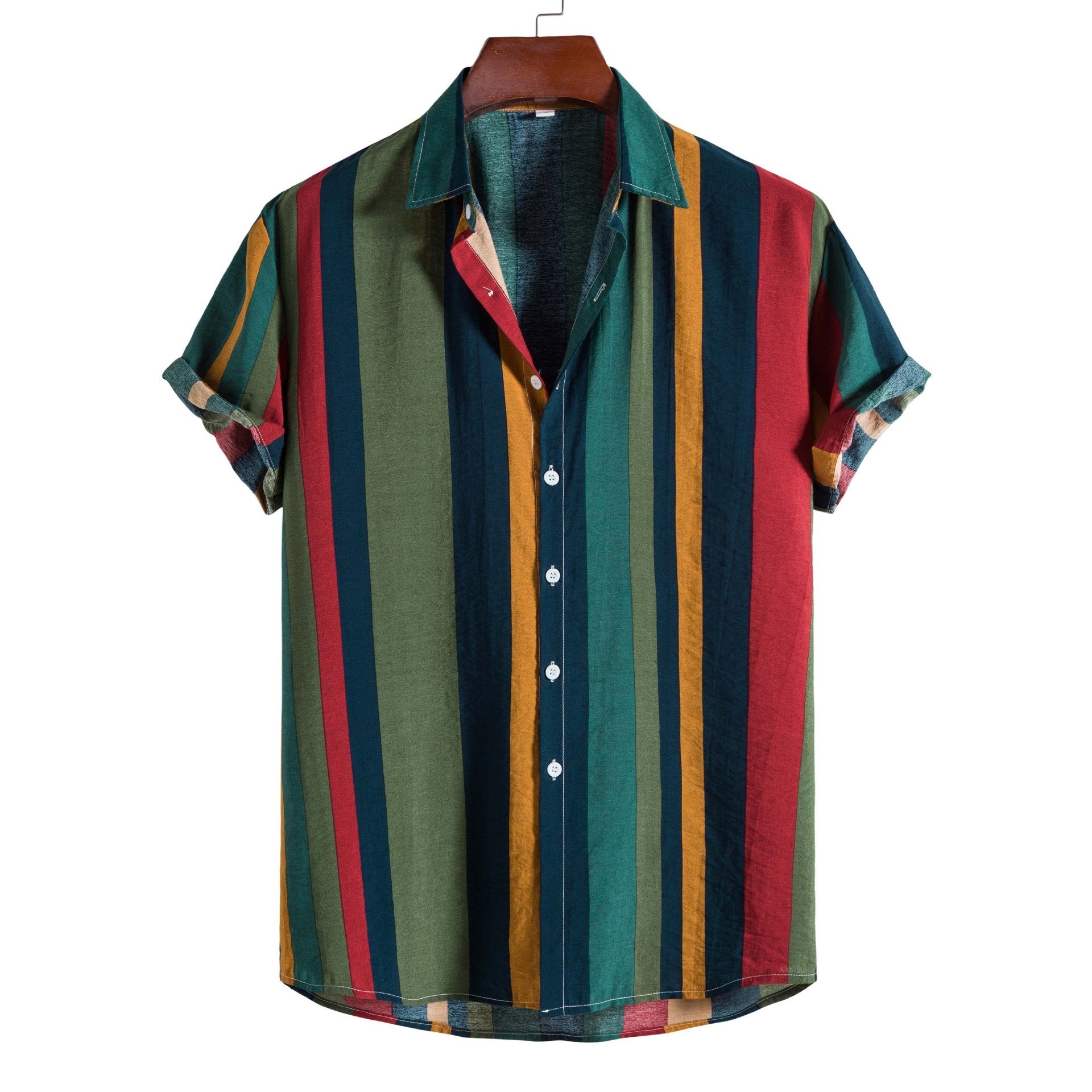 Bright Stripes Short Sleeve Button Up