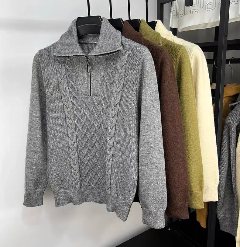 Nordic Knit Collared Quarter Zip Sweater