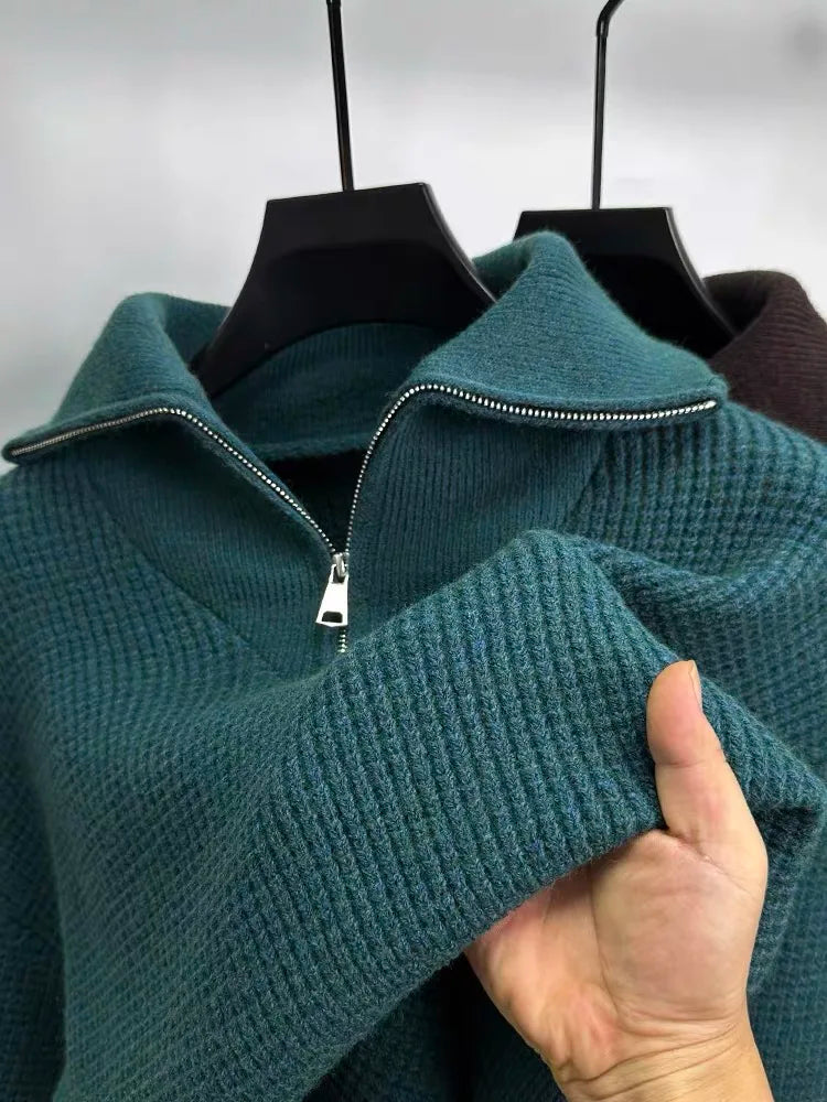 Waffle Weave Quarter Zip Pullover