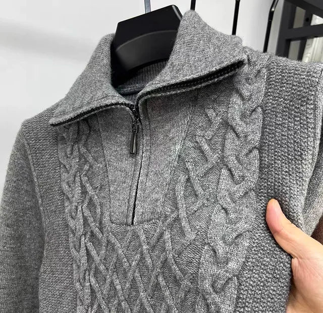 Nordic Knit Collared Quarter Zip Sweater